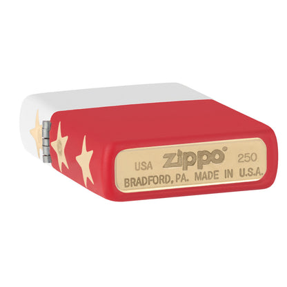 Bottom stamp view of Zippo 250th Anniversary Special Edition White and Red Matte Windproof Lighter.