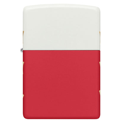Front view of Zippo 250th Anniversary Special Edition White and Red Matte Windproof Lighter.