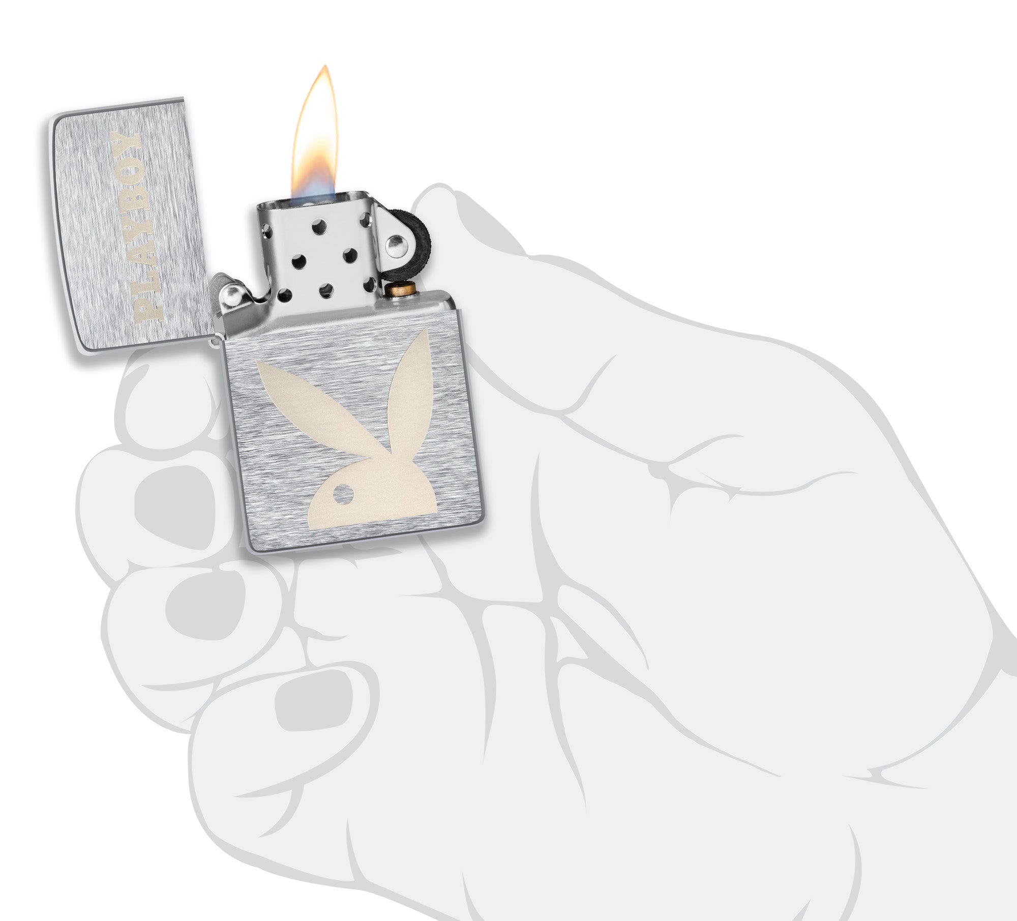 Playboy Rabbit Head | Brushed Chrome | Zippo Lighter – Zippo