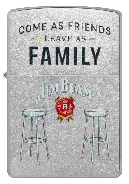 Front view of Zippo Jim Beam® Barstools Street Chrome Windproof Lighter .